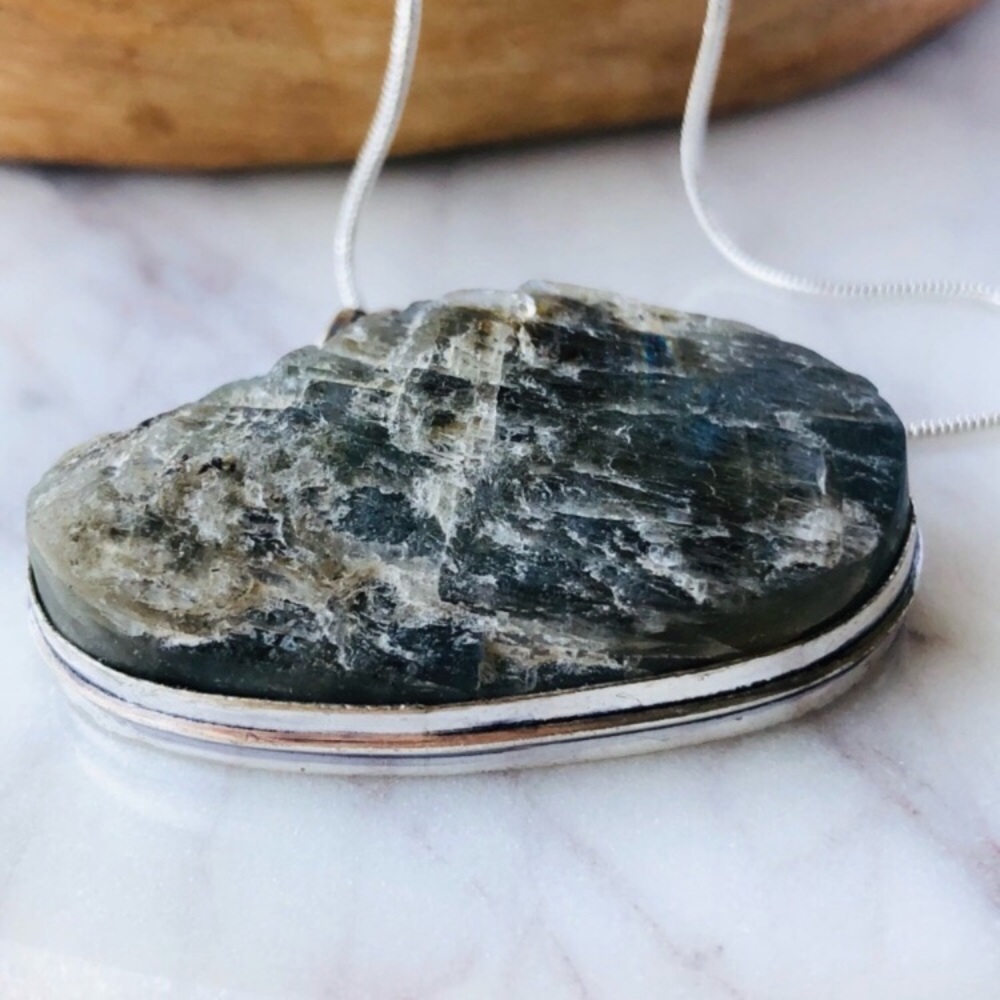 Silver Plated Labradorite Stone Statement Boho Ne… - image 6